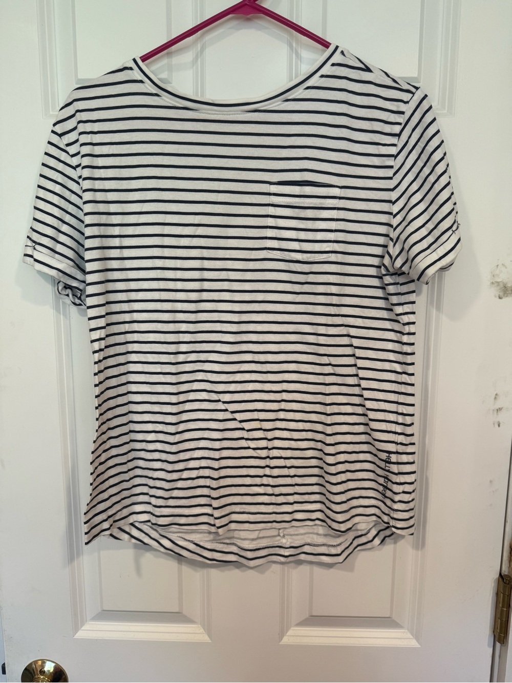 Helly Hansen White and Black Striped Short-Sleeve Pocket Tee